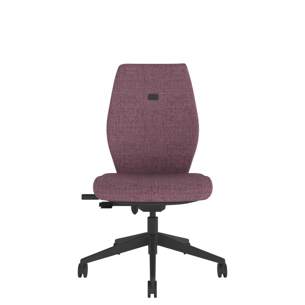 ICM300 Upholstered High Back Ergonomic Chair in purple with black base. Front view