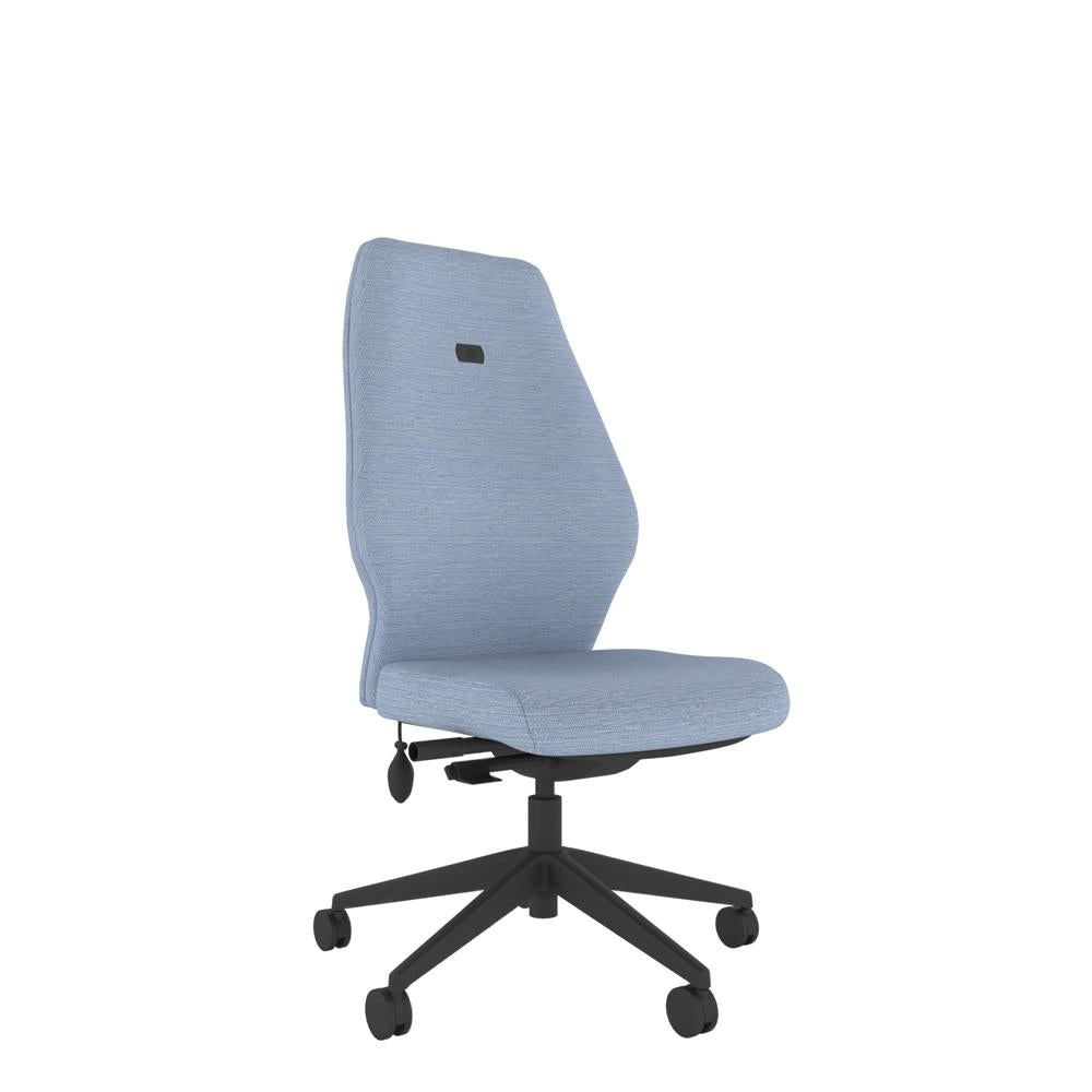 ICT100 Upholstered Ergo Back i-Con in blue with black base. Front View