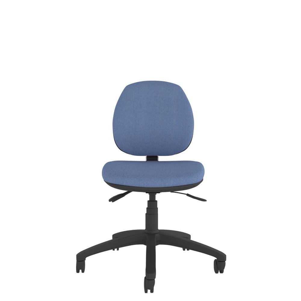 CT100 Contract Medium Back Chair  in blue with black base, front view