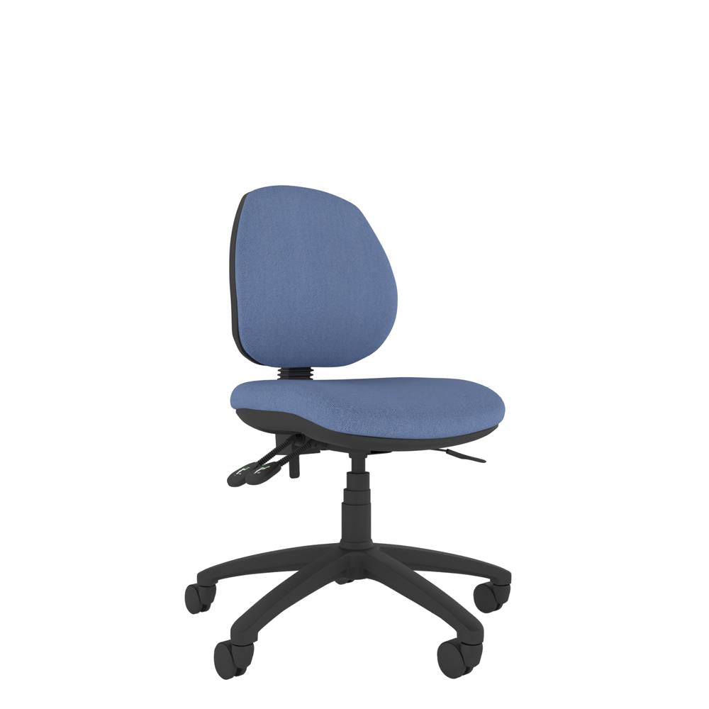 CT100 Contract Medium Back Chair in blue with black base. 