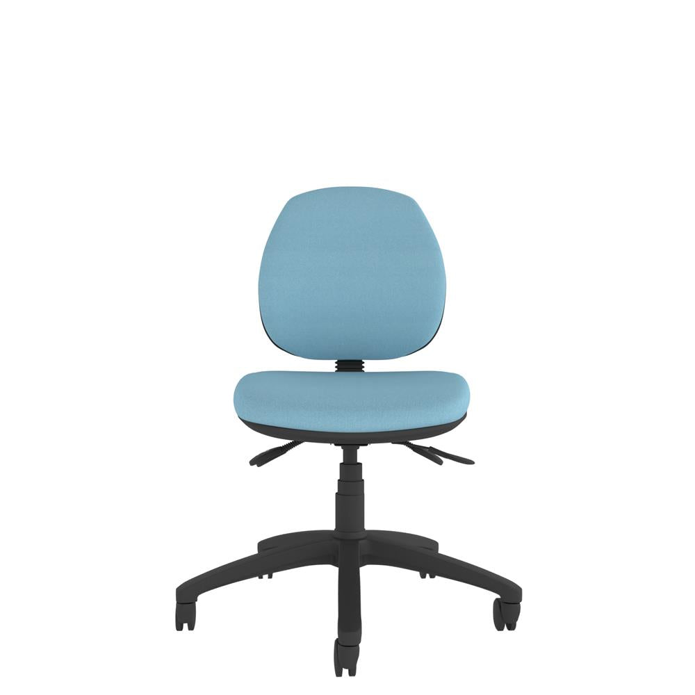 CT110 Contour High Back Chair in blue with black base, front view