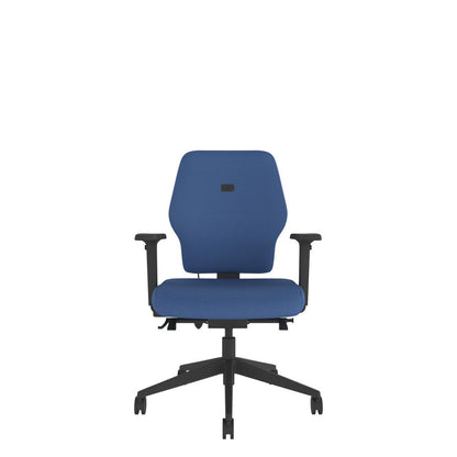 SL204 Medium Back With Multi Functional Arms in blue wit black base, front view