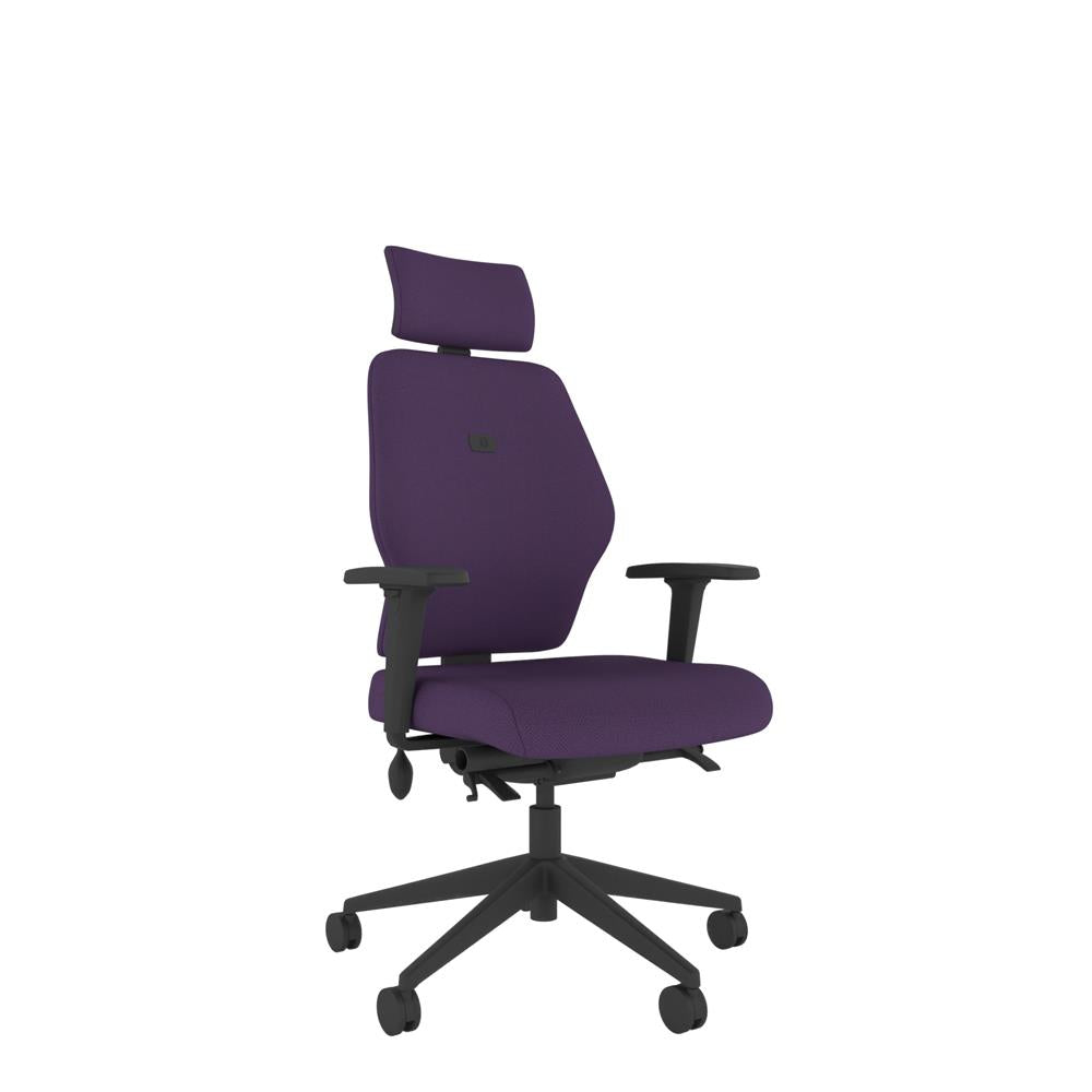 SL252 Medium Back With Headrest and 2D Arms in purple with black base