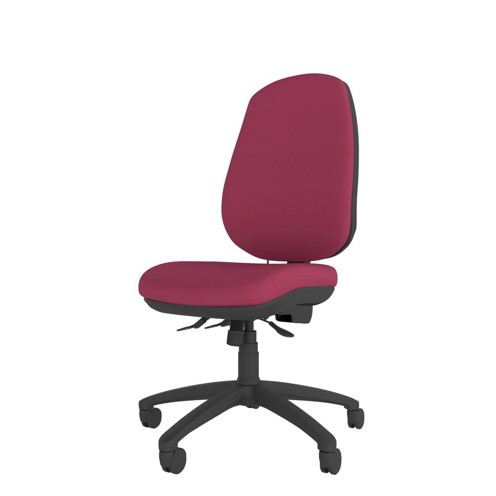 CT450 Contour High Back Chair in red with black base. Side view