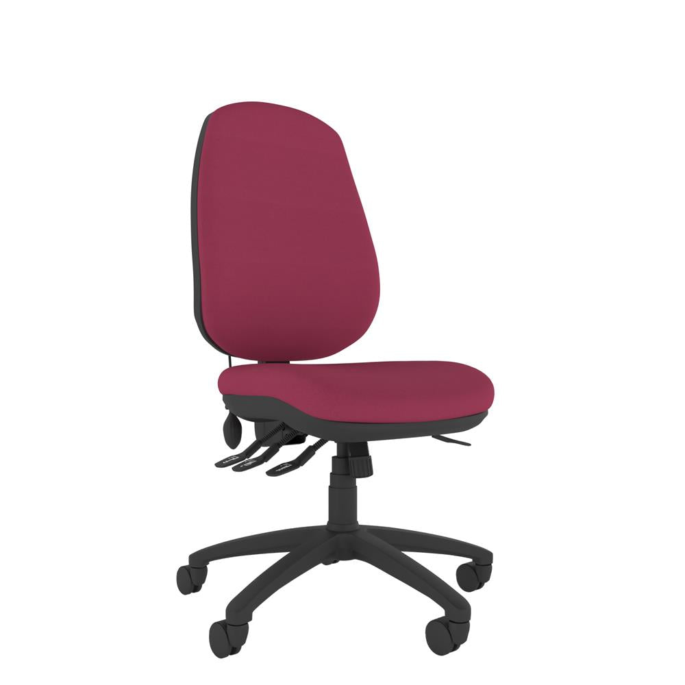 CT450 Contour High Back Chair in red with black base. Front view