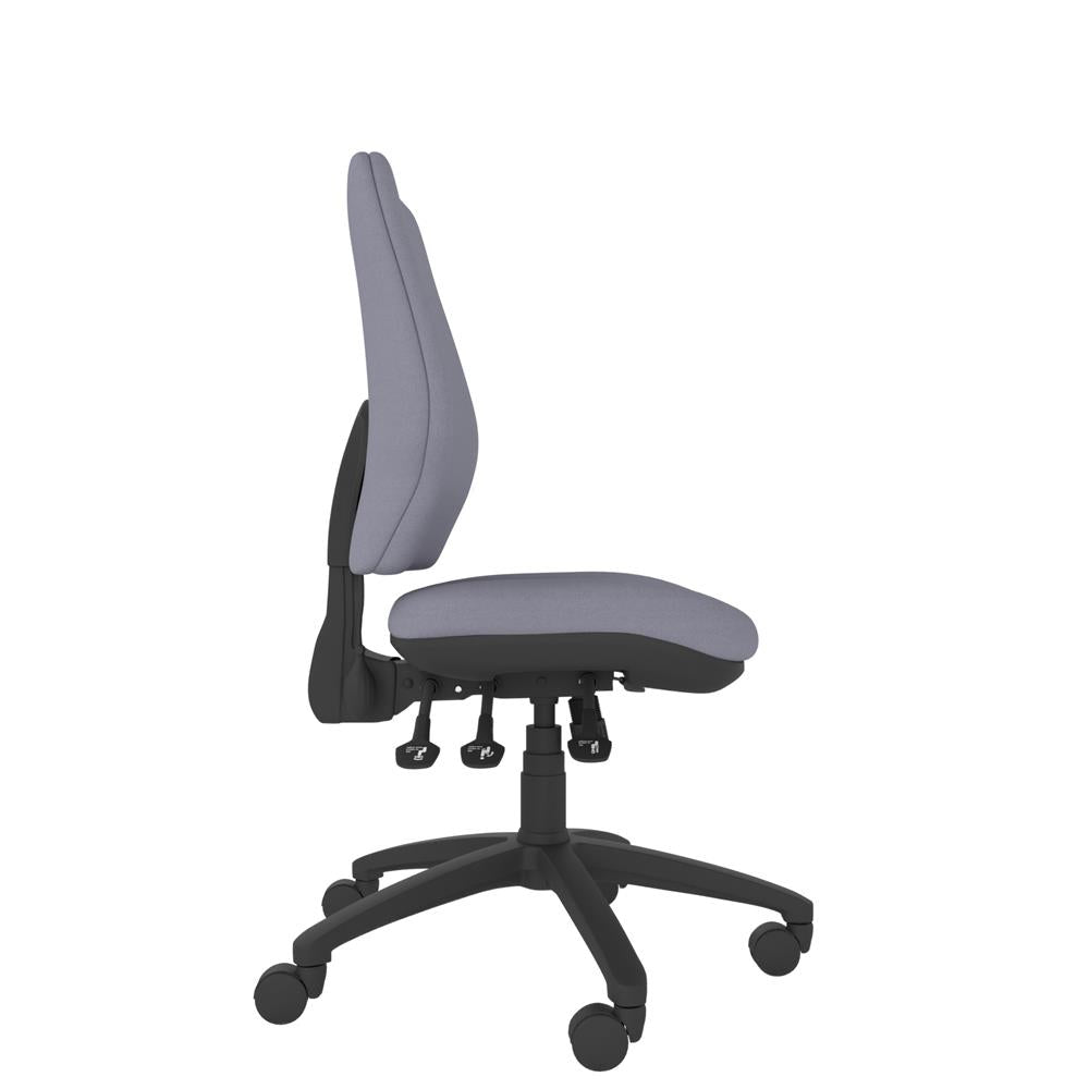 CT790 Contour High Back Chair in grey with black base, side view