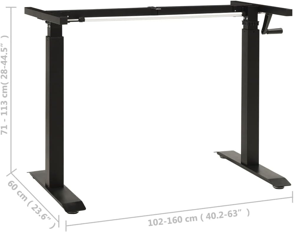 Manual Height Adjustable Desk Frame - Black