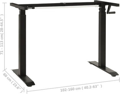 Manual Height Adjustable Desk Frame - Black