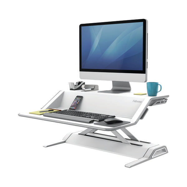 Fellowes Lotus Sit/Stand Workstation in white