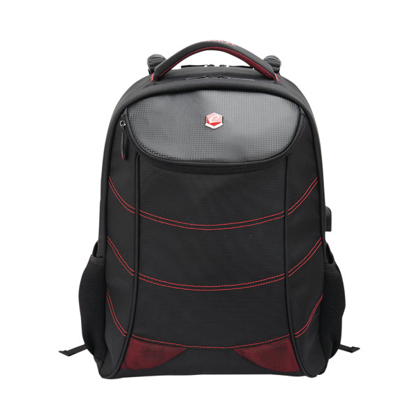 BestLife 17in GSE Backpack USB - Black with red accents. 