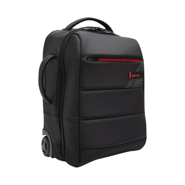 BestLife 15.6in Trolley Backpack USB - Black with red zip
