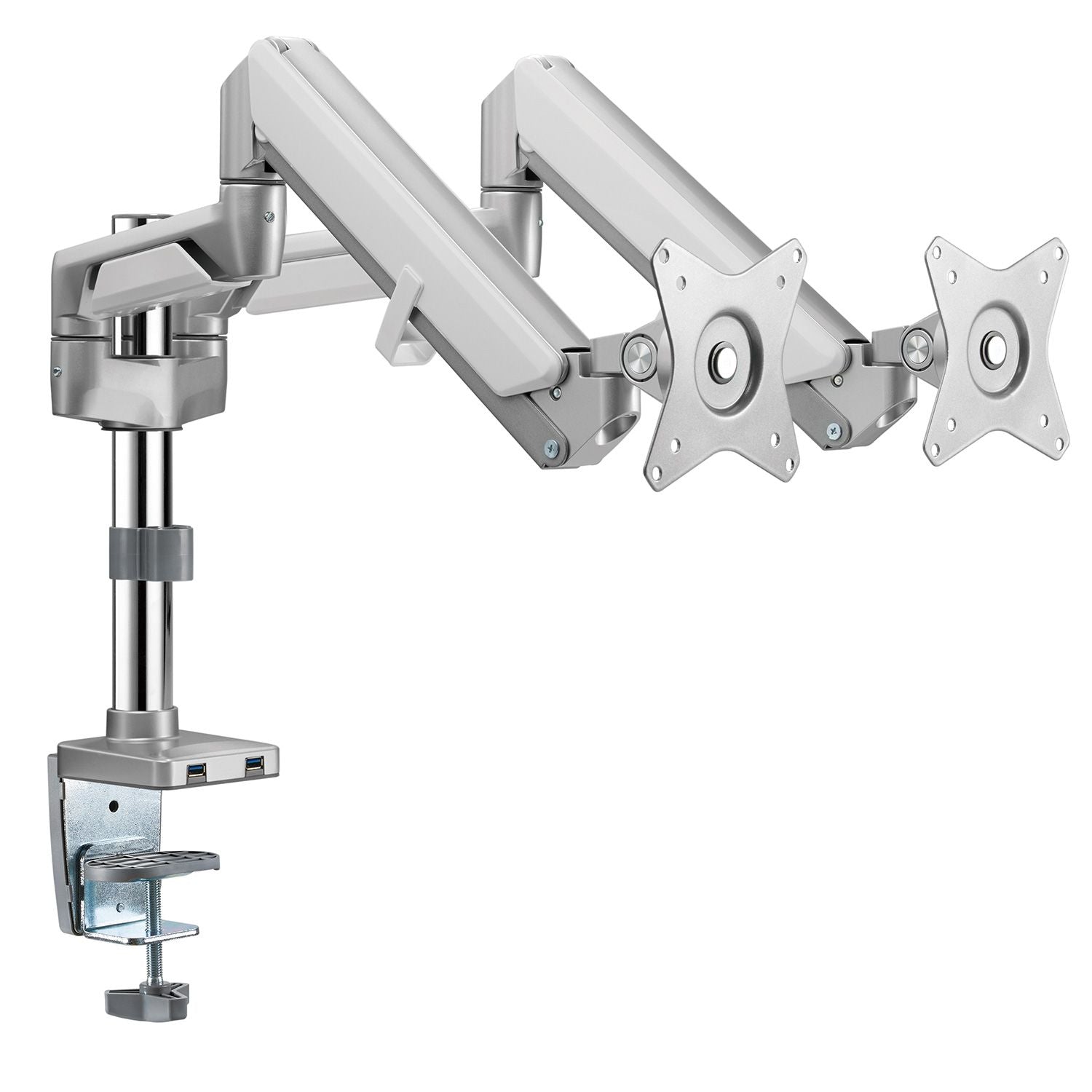 LCD 9kg Tilt/Swivel/Rotate, 2 USB3 Ports, VESA 75 or 100 Pole Based, dual arm
