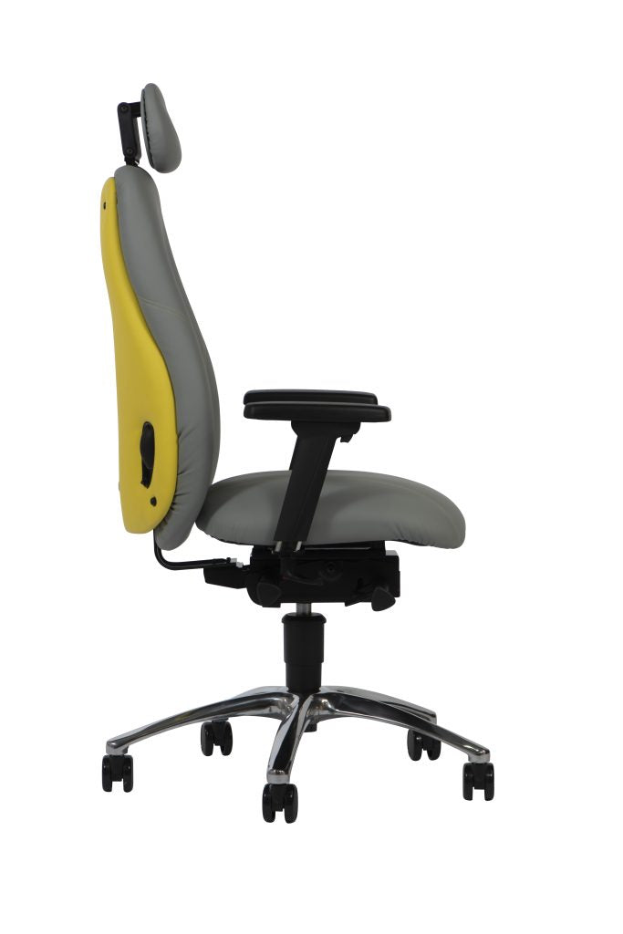 ZenkiSit Ergonomic Chair in grey with black base side view