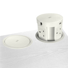 Ø120mm Pop-up Power 4 fused sockets, USB A+C, 1 Qi Wireless Charger, 1 RJ45, 1 HDMI w/ 2m GST18 Mains cable