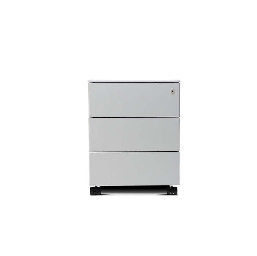 Form 3 Drawer Pedestal in white, front view