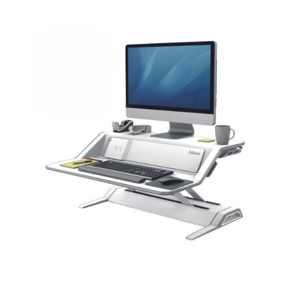 Fellowes Lotus Dx Sit-Stand Workstation in white