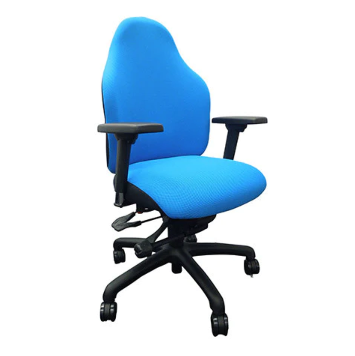 Adapt V600 V-Trak Ergonomic Chair  in blue with black base. 