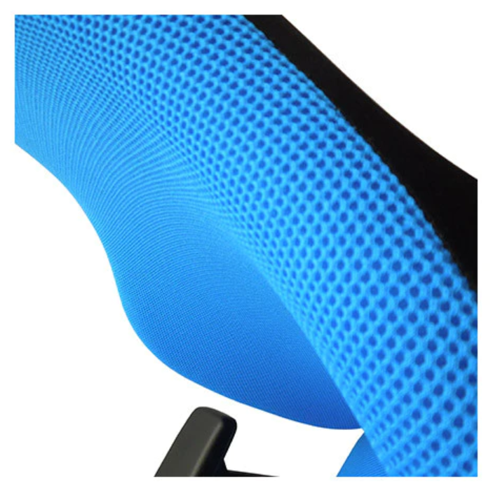Adapt V600 V-Trak Ergonomic Chair in blue with black base , close up 