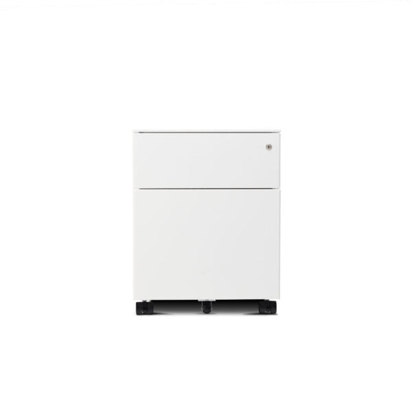 Form 2 Drawer Pedestal in white, front view 