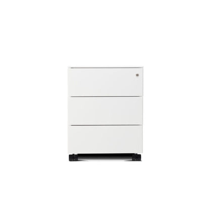 Form 3 Drawer Pedestal in white, front view 