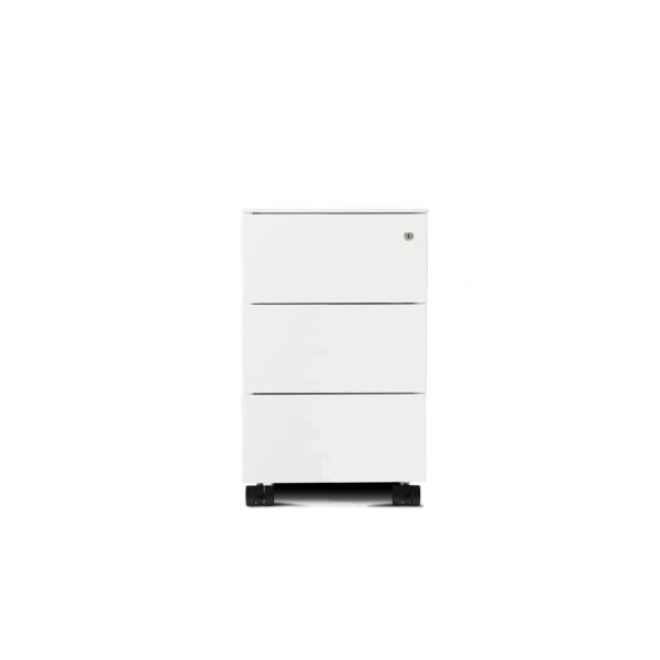 Form Slimline 3 Drawer Pedestal in white front facing 