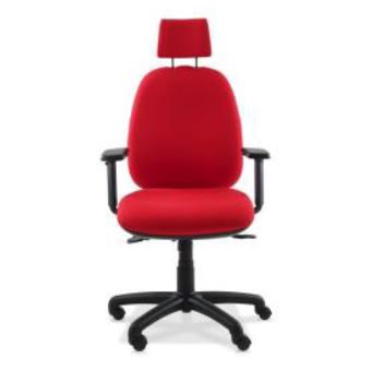 Core High Back Ergonomic Chair in red with black base, front view