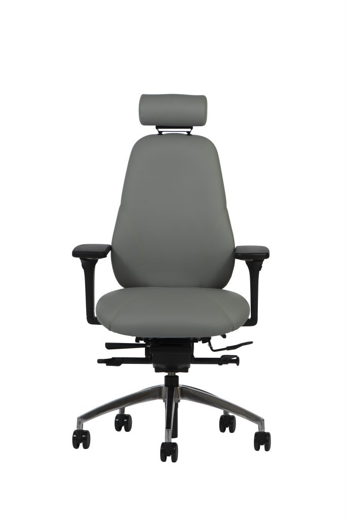 ZentoSmart Ergonomic Chair in grey with steel base, front view