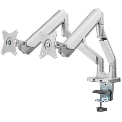 LCD 9kg Tilt/Swivel/Rotate, 2 USB3 Ports, VESA 75 or 100 dual arm in silver