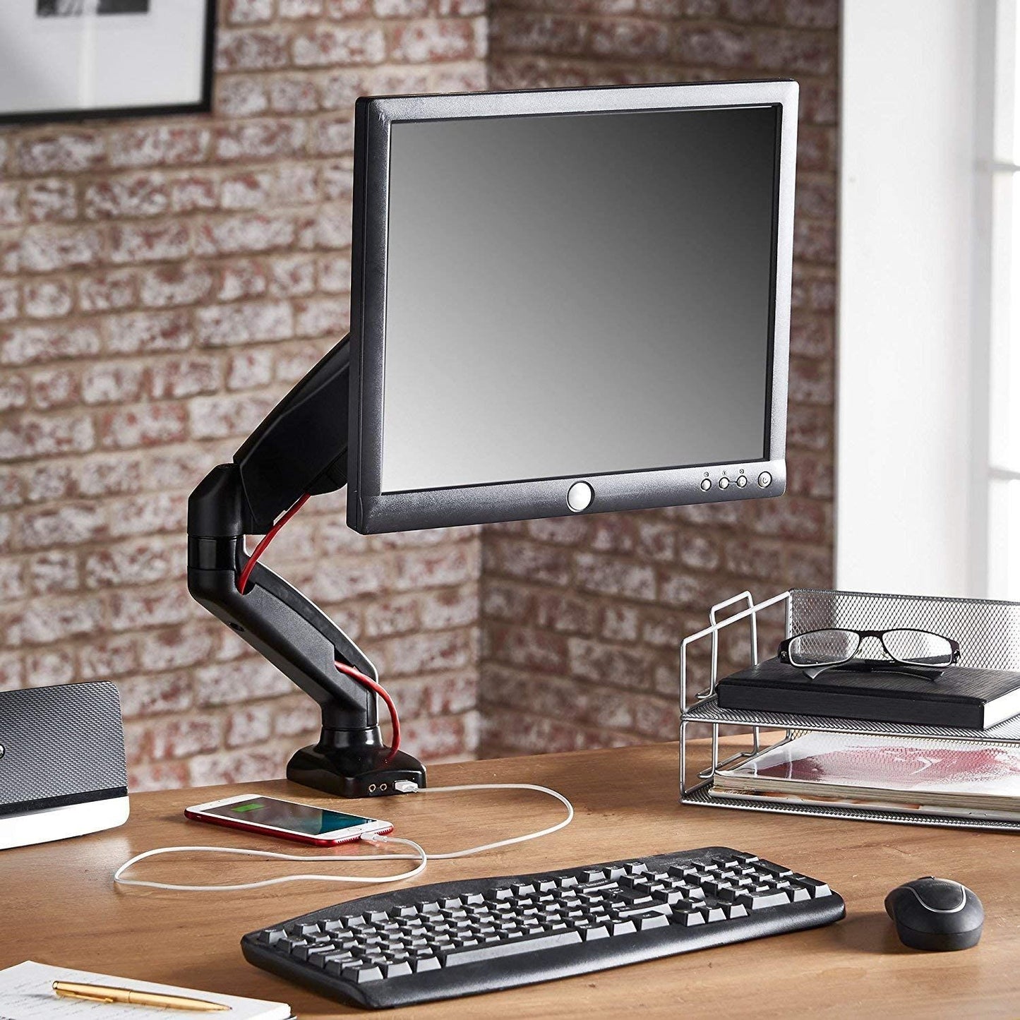 LCD 2-6.5kg_Tilt_Swivel_Rotate, w/ USB & phono, VESA 75 or 100 - Black