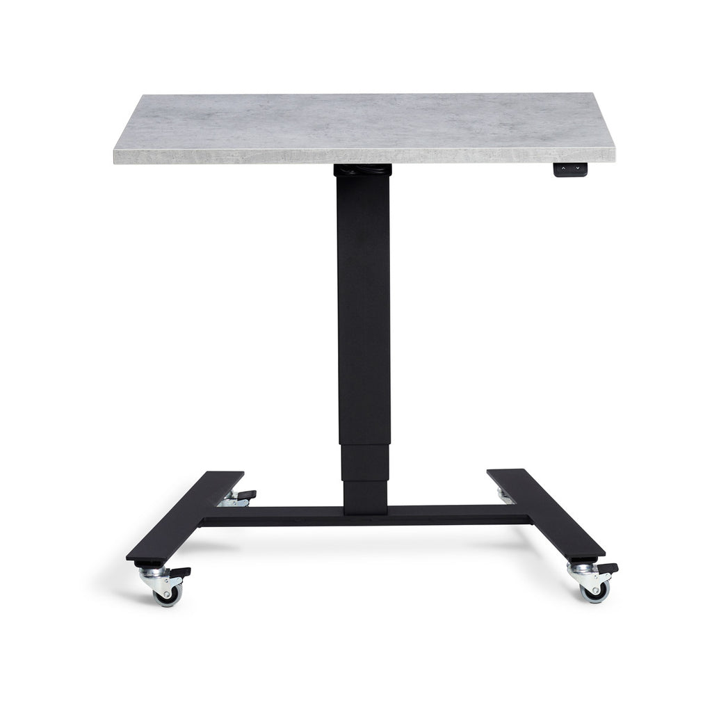 Flex Single Motor Desk (Height Adjustable 69.5 - 135.5cm) in grey with black base