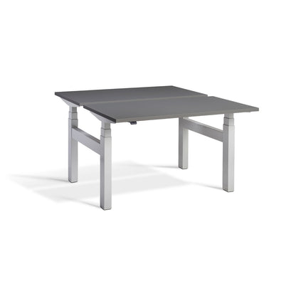 Duo Back-To-Back Dual Motor Desk (Height Adjustable 61.5 - 127.5cm)in grey with white legs