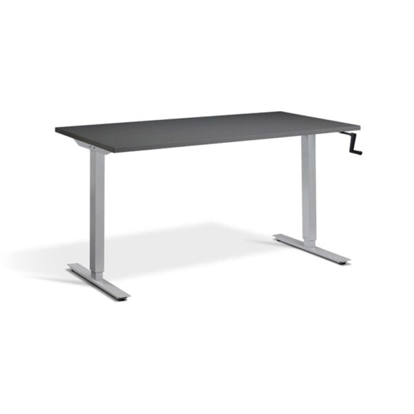 Solo Manual Desk (Height Adjustable 71.5 - 121.5cm) in grey with grey frame