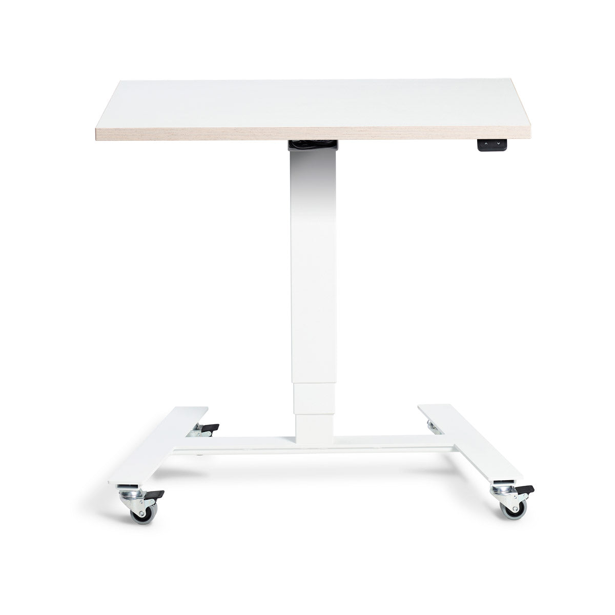 Flex Single Motor Desk (Height Adjustable 69.5 - 135.5cm) in white with white base