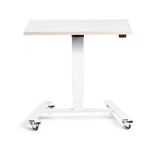 Flex Single Motor Desk (Height Adjustable 69.5 - 135.5cm) in white with white base