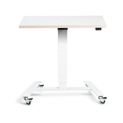 Flex Single Motor Desk (Height Adjustable 69.5 - 135.5cm) in white with white base