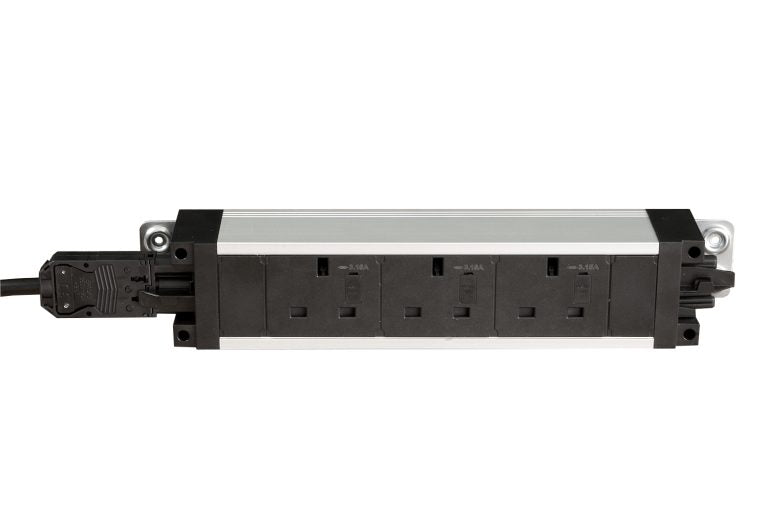 Underdesk Power Extension 3 fused Sockets GST Linkable w/ 2m GST18 Mains Cable