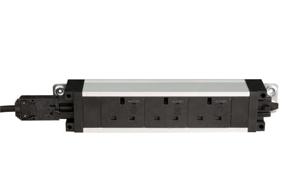 Underdesk Power Extension 3 fused Sockets GST Linkable w/ 2m GST18 Mains Cable