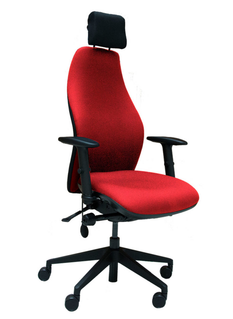 Zen II High Back Ergonomic Chair in red with black neck support and black base