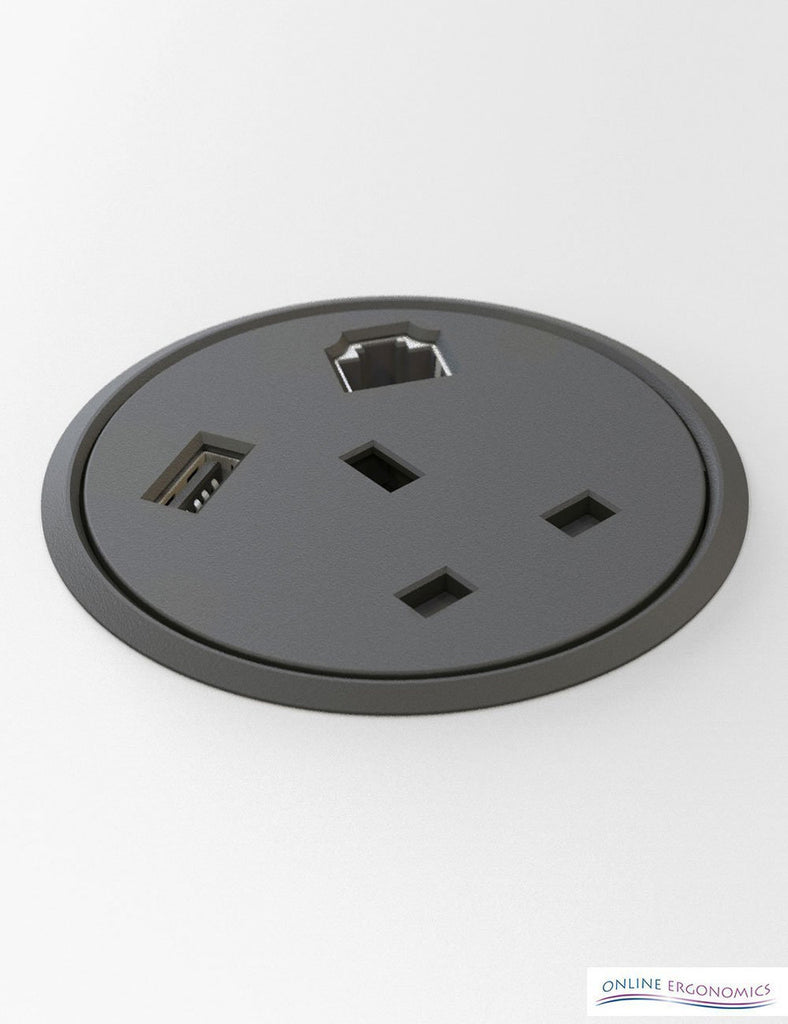 1 Power Socket & 1 Data & 1 x USB Charger - Porthole
