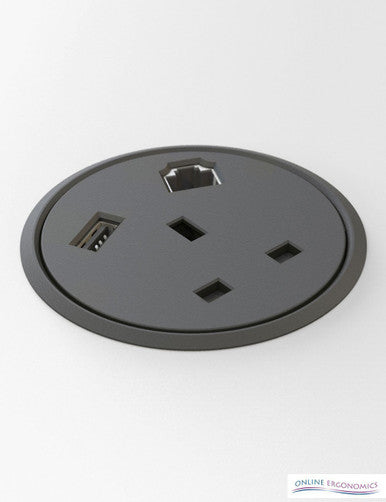 1 Power Socket & 1 Data & 1 x USB Charger - Porthole1 Power Socket & 1 Data & 1 x USB Charger - Porthole