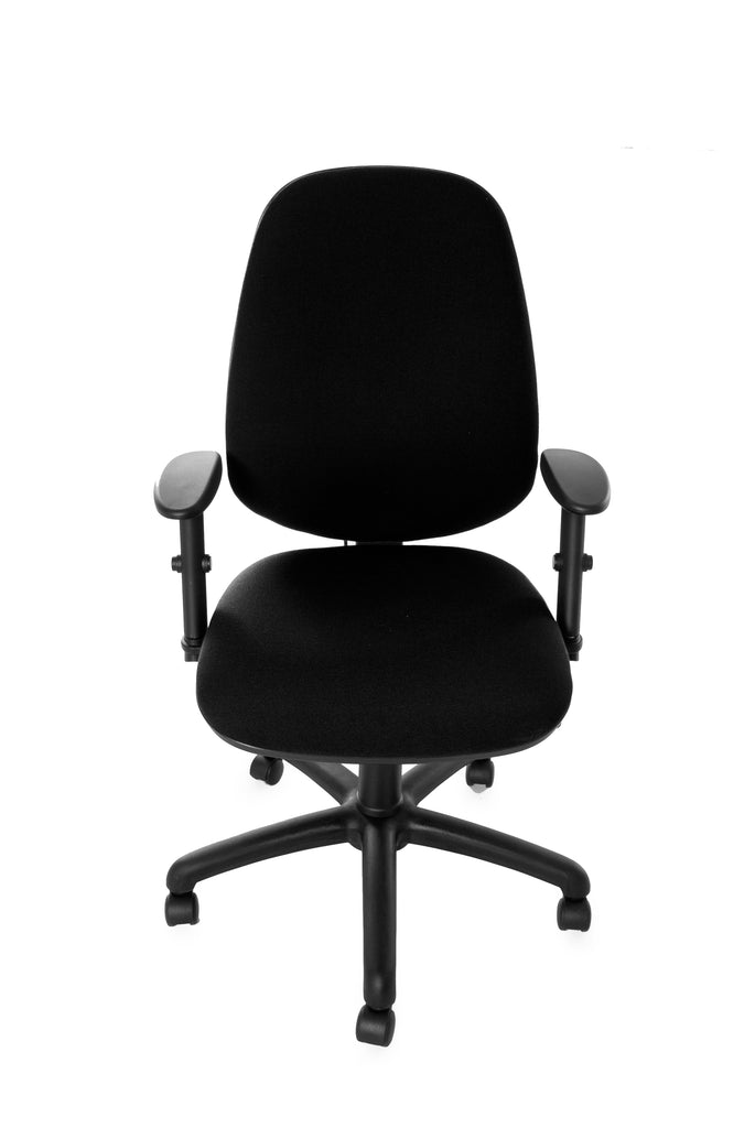 Vogue Ergonomic Chair in black with black base, front view