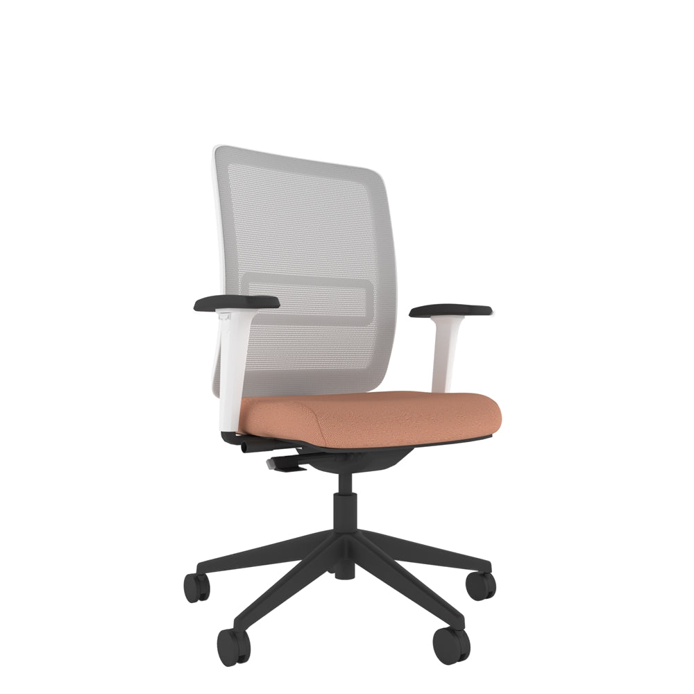 NN122 Neon Chair with white mesh back, peach seat and black base