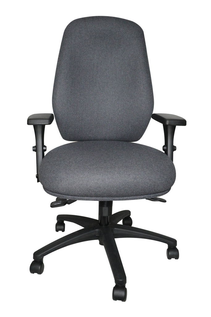 Orthopaedia Gold Ergonomic Chair in dark grey with black base, front view