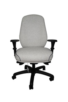 Orthopaedia Gold Ergonomic Chair in grey with black base. Front view