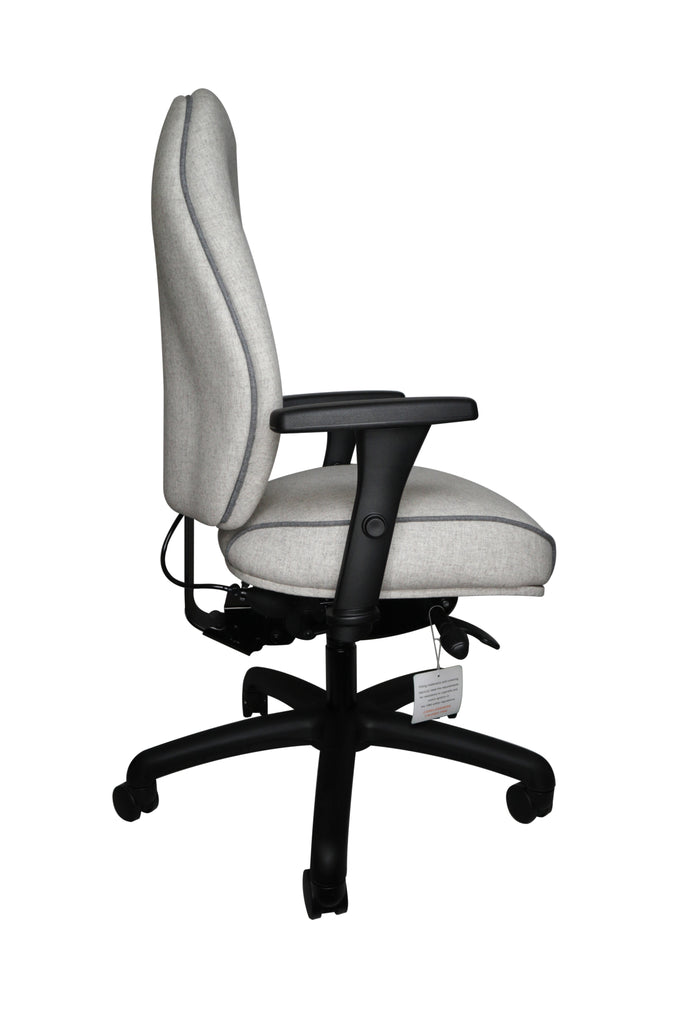 Orthopaedia Gold Ergonomic Chair in grey with black base, side view