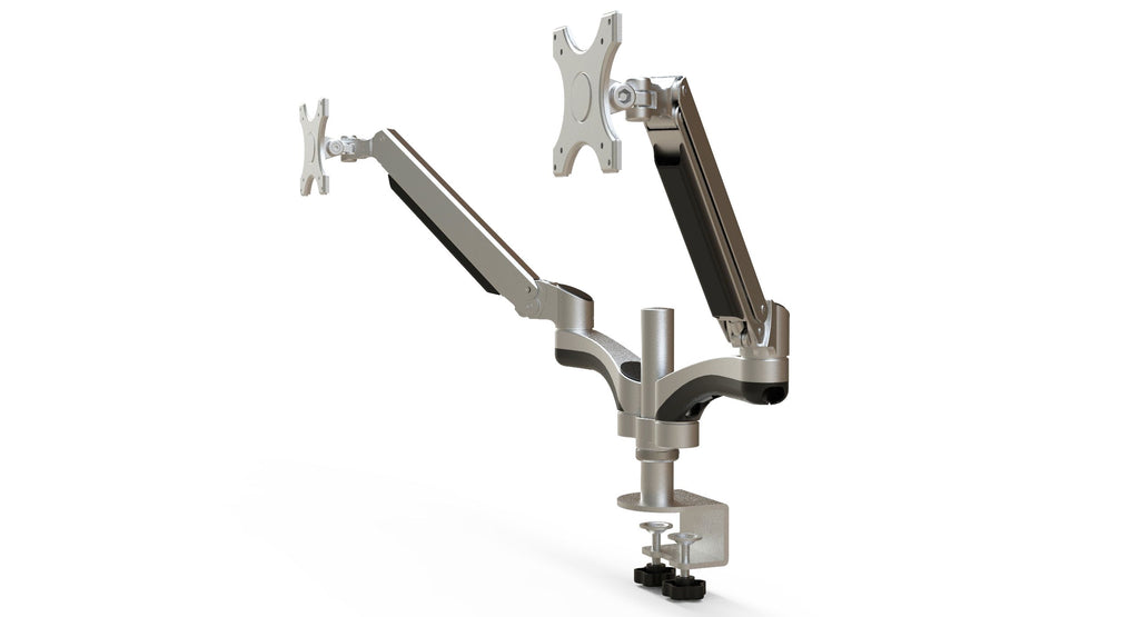 LCD 1.5-6kg Tilt/Swivel/Rotate, VESA 75 or 100 dual arm in silver