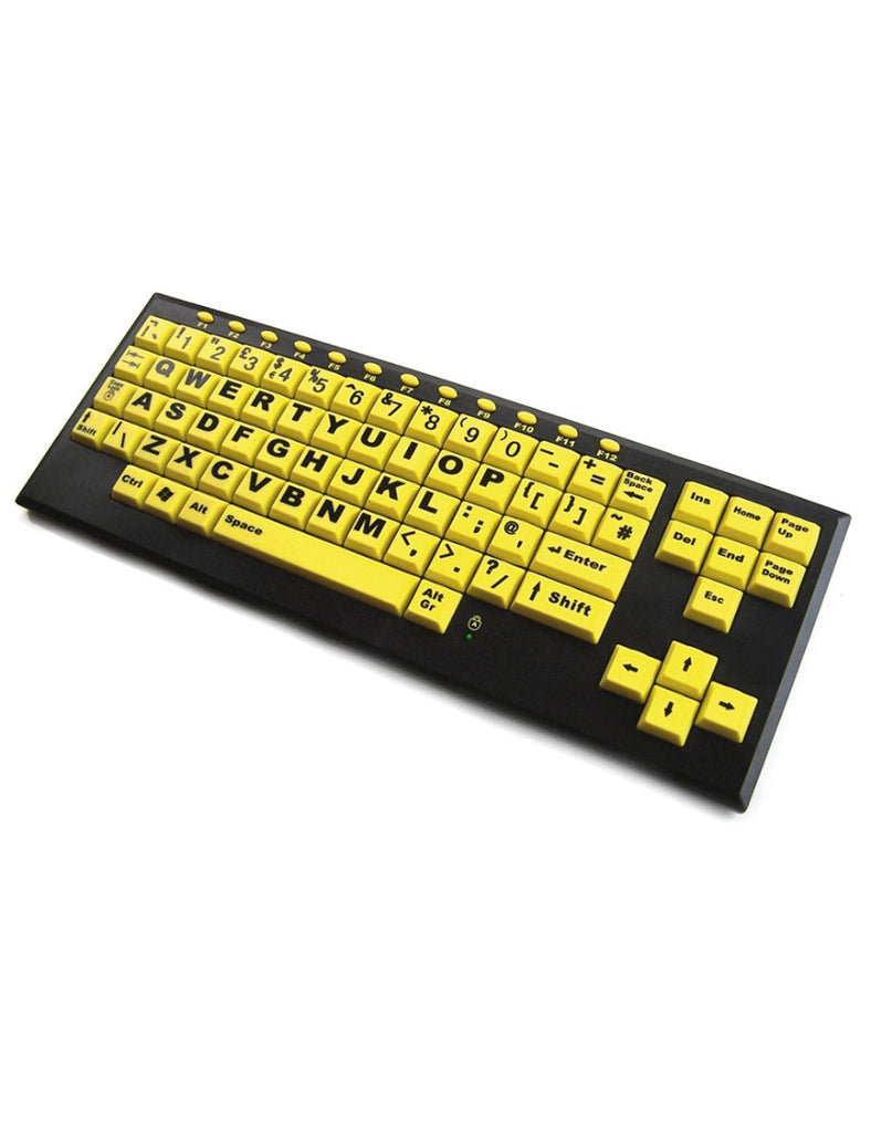 HiVis Monster keyboard, Yellow Keys, Black Upper Case Letters