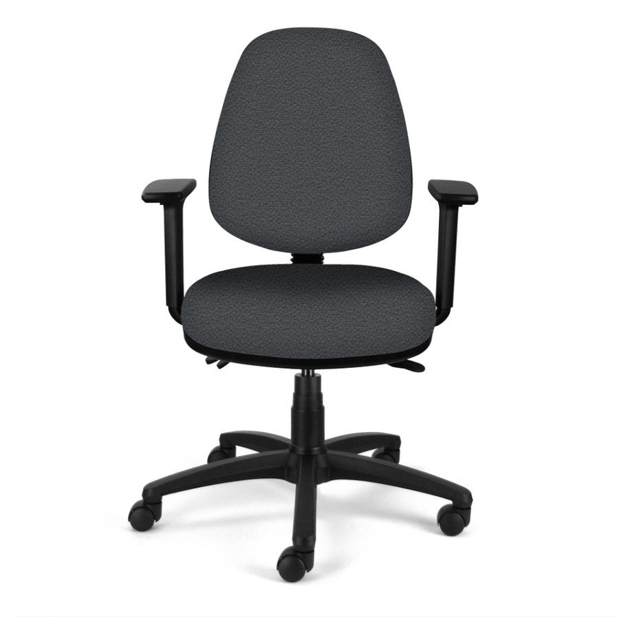 Core Medium Back Ergonomic Chair in black with black base, front view