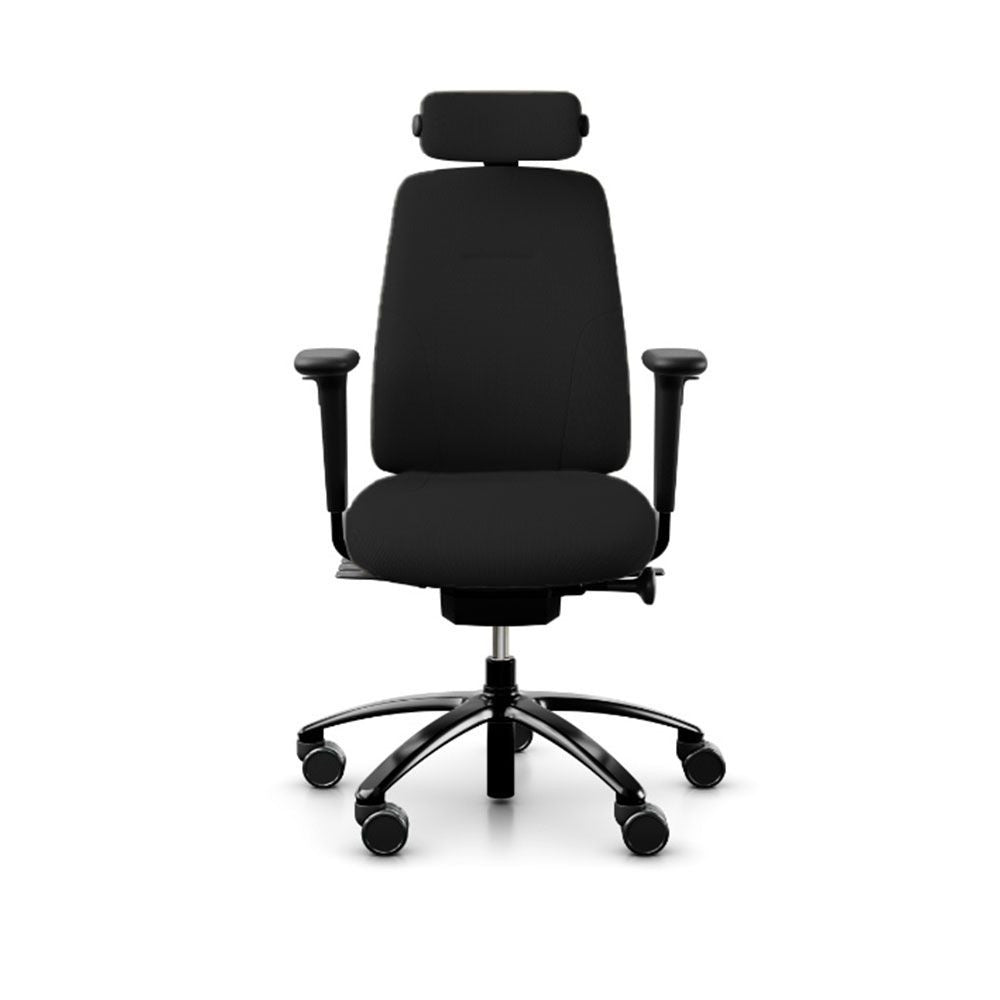 RH Logic 200 - Medium chair in black, with black base, front view